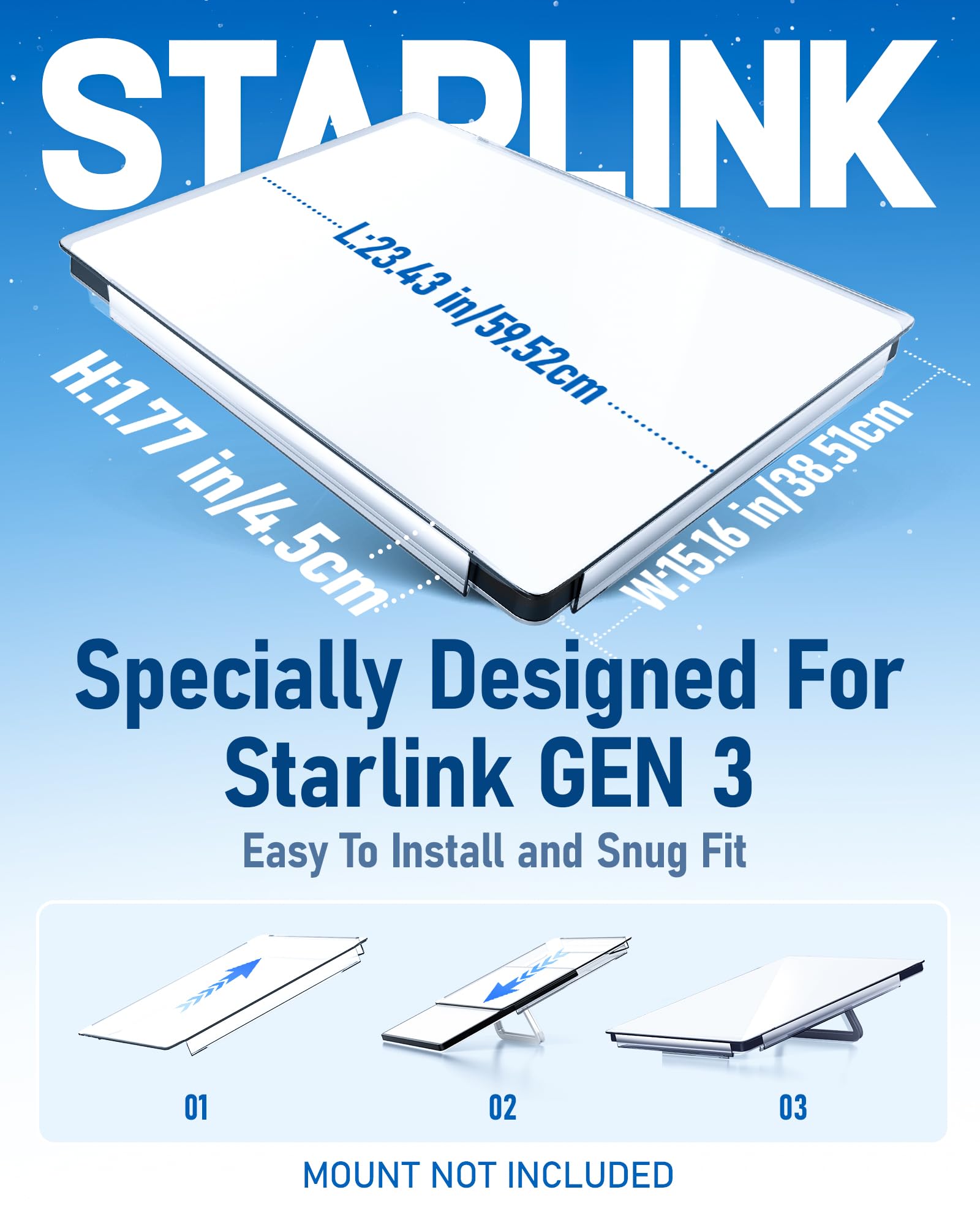 Tokismet Starlink Gen 3 Pc Protective Case Cover,Hard Shell Satellite Dish Accessories Protector For Starlink Gen3, Waterproof,